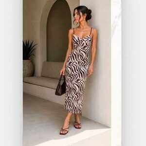 NWT Revolve x Camila Coelho Zebra Maxi Dress